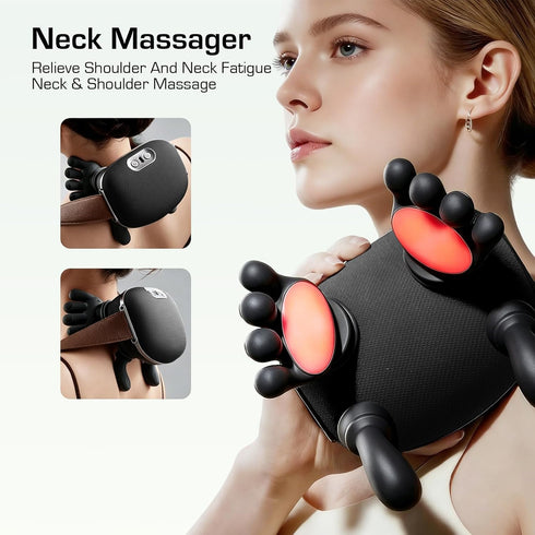Starxi 4D Neck Massager with Heat, Electric Neck and Shoulder Massager for Pain Relief, Deep Tissue Kneading Shiatsu