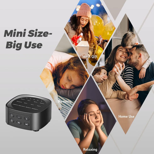 Sleepbox Sleep White Noise Sound Machine with 25 Soothing Sounds, 36 Volume Levels, Portable Size for Home Office and