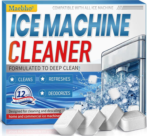 Maebho Ice Machine Cleaner Maker Descaler - 12 Unscented Clean Tablets Compatible with