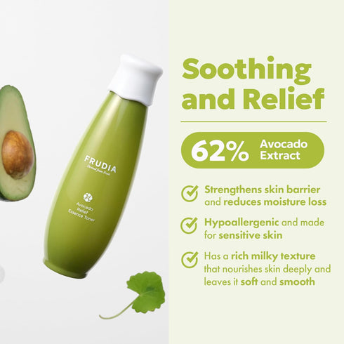 WELCOS FRUDIA Avocado Relief Essence Toner, Calming for Face with Avocado Extract, 6.59 fl oz