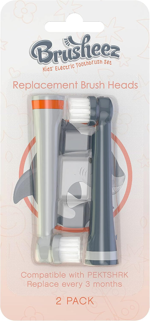 Brusheez Electronic Toothbrush Replacement Brush Heads - 2 Pack (Shadow The Shark)