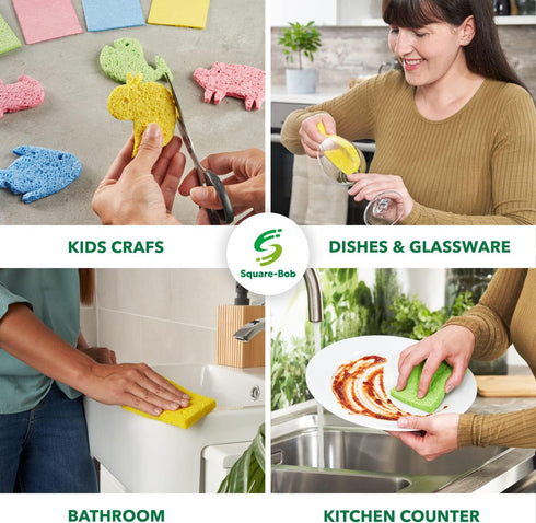 6 PCs Compressed Sponges, Non-Scratch Kitchen Sponges for Dishes Cleaning, Biodegradable Quick Drying Cellulose