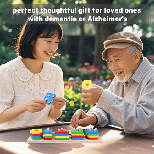 SILAIDESI Set Wooden Bead Sequencing for Seniors, Lacing & Stacking Activities, Memory Games for Elderly, Cognitive Aid