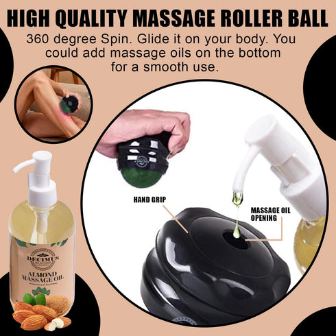 Set Almond Massage Oil for Couples Date Night, with Massage Roller Ball, Full Body Massage Oil for Massage Therapy