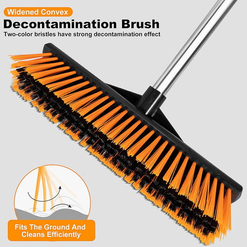 18" Heavy Push Broom for Outdoor Cleaning, 54" Long Handle for Deck, Driveway, and Garage