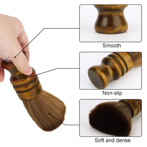 Large Barber Brush Neck Duster, Soft Professional Hair Sweep Brush with Natural Fiber Wooden Handle