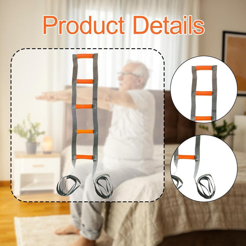 PawwJoy Bed Ladder Assist Hand Grip Easy to Install Assistive Bedside Pull Rope Sit up Helper for Elderly Adults