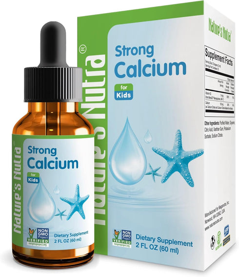 Nature's Nutra Strong Calcium with MenaQ7 K2, Premium Liquid Calcium for Children, Natural Flavor, 2 Fl. Oz