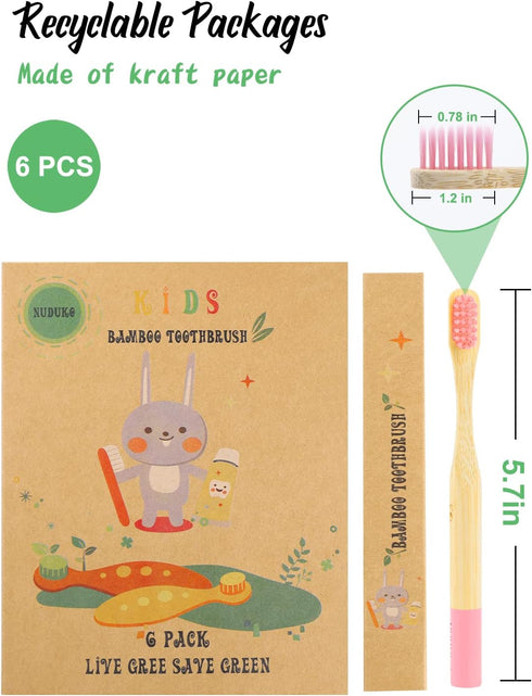 Bamboo Kids Toothbrushes (6 Pack) - Soft Bristle, Organic, Compostable, BPA Free, Eco-Friendly Wooden Toothbrush