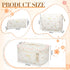 3 Pcs Quilted Makeup Bag Large Cosmetic Bag Floral Makeup Bag Travel Aesthetic Cute Kawaii Toiletry Cosmetic Pouch with Zipper for Women Gifts Home Bathroom(Apricot Peony)