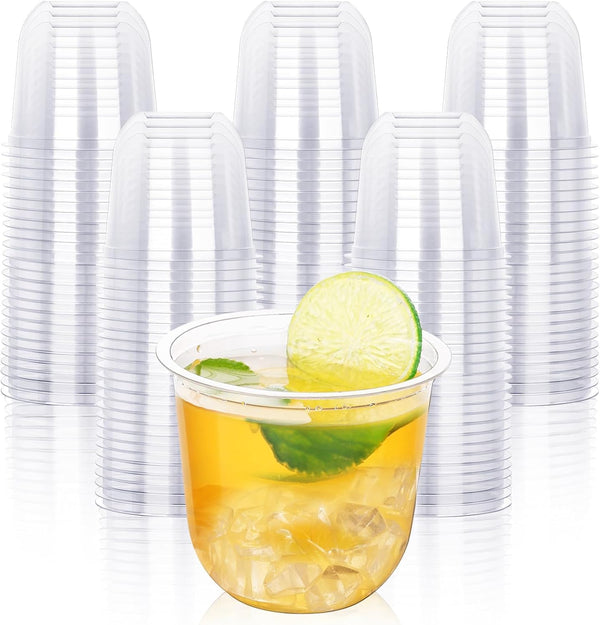KesaPlan 100 Pcs Clear Classic 12oz Crystal Plastic Stemless Wine Glasses for Weddings, Meetings, Birthdays, Parties