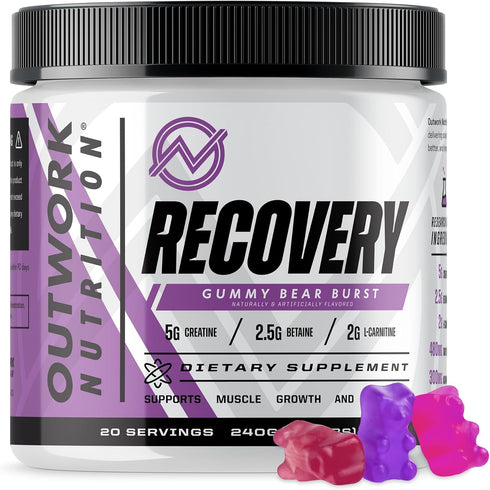 Outwork Nutrition Recovery Supplement, Post Workout Recovery Powder & Muscle Builder, Gummy Bear Burst, 230 Gr