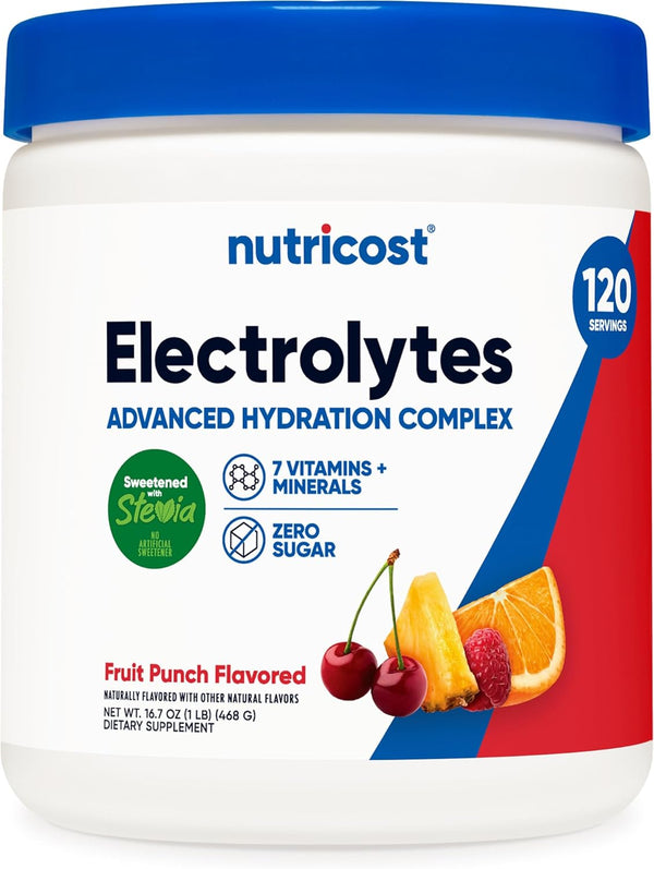 Nutricost Electrolyte Complex Powder (120 Servings, Fruit Punch) - Hydration Supplement Drink Mix