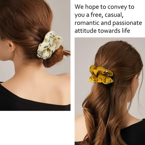 Velscrun 20 Pcs Floral Plaid Solid Color Scrunchies, Hair Accessories for Girls Women, Bulk Hair Ties