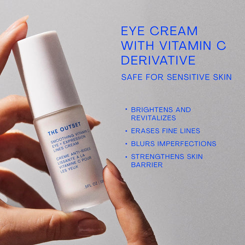 The Outset Vitamin C Smoothing Eye + Expression Lines Cream, Gentle Fragrance Free, for All Skin Types, .5 fl oz