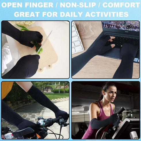 Copper Long Arthritis Gloves - Compression Glove for Pain Relief in Hands and Wrists (Medium)