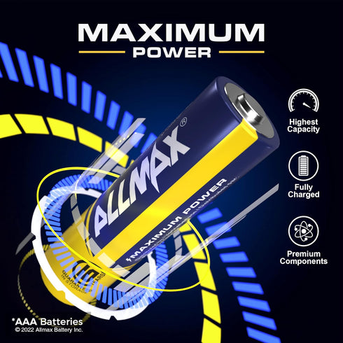 Allmax AAA Maximum Power Alkaline Triple A Batteries (36 Count) – Ultra Long-Lasting, 10-Year Shelf Life, Leakproof Design, Maximum Performance – 1.5V