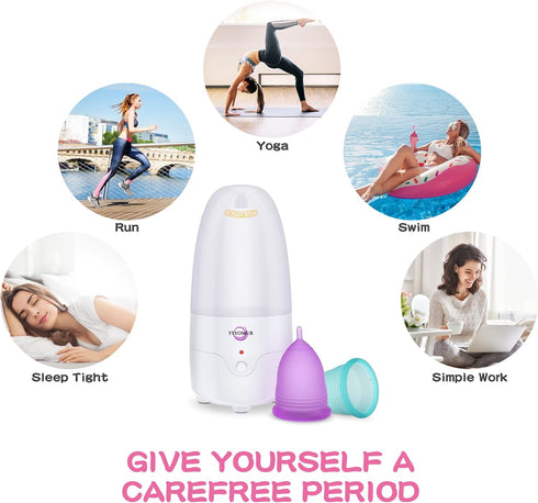 Set Menstrual Cup Kit, YTYOMUR Menstrual Cup with Two Reusble Period Cups, Compact Design - Easy to Hide to Avoid