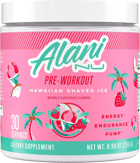 Alani Nu Pre Workout Powder Hawaiian Shaved Ice, Sugar Free Energy Boost Supplement with 200mg Caffeine