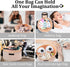 Barrel Drawstring Large Makeup Bag, Portable Travel Cosmetic Organizer for Toiletry Accessories, Khaki