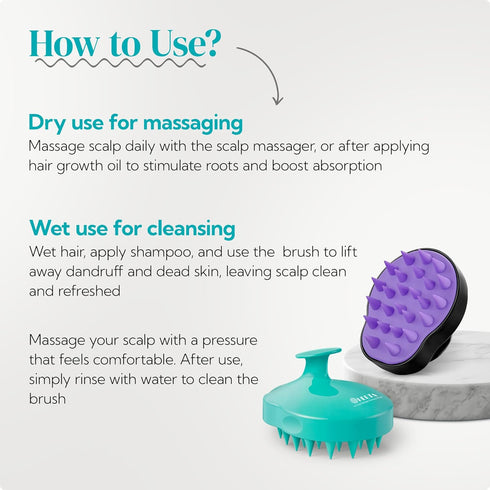 HEETA Hair Scalp Massager Shampoo Brush 2 Pack, Waterproof Hair Scrubber for Men & Women, Soft Silicone Bristles