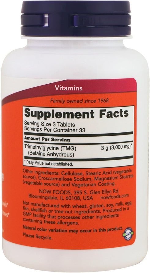 NOW TMG 1000mg, 100 Count (Pack of 2)