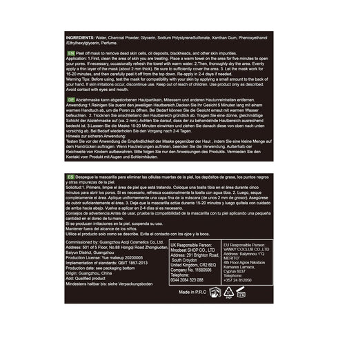 Peel Off Face Mask - Charcoal Peel Off Black Mask for Deep Cleansing and Blackhead Purifying