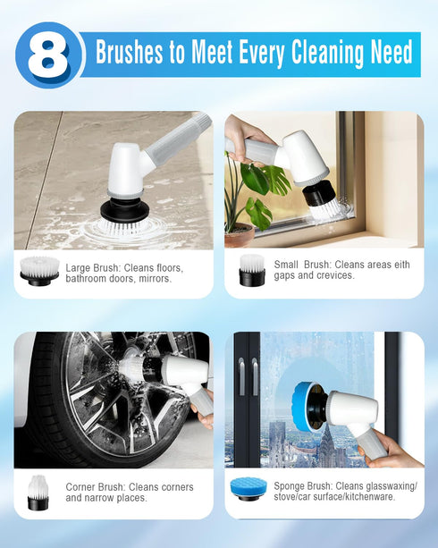 setrel 2 8 Electric Spin Scrubber Bathroom Scrubber - Cordless Shower Scrubber with Adjustable Handle, Speeds, Bathroom
