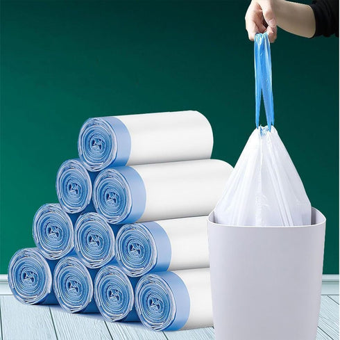 100pcs Small Tear-Free Drawstring Trash Bags, 4 Gallon Unscented for Bathroom Kitchen