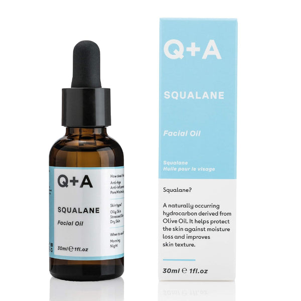 Q+A Squalane Facial Oil, Super Hydrating Vegan Oil Derived from Olive Oil, 30ml/1fl.oz