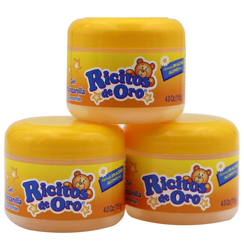 Ricitos de Oro Chamomile Hair Gel, Alcohol-Free Hairstyling Product for Daily Use, 3-Pack of 4.05 Oz