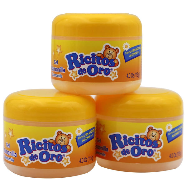 Ricitos de Oro Chamomile Hair Gel, Alcohol-Free Hairstyling Product for Daily Use, 3-Pack of 4.05 Oz