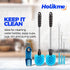 Holikme 6 Pack Bottle Brush Set, 14" Long Handle Stainless Steel Cleaner, 3 Straw Brushes, Blue