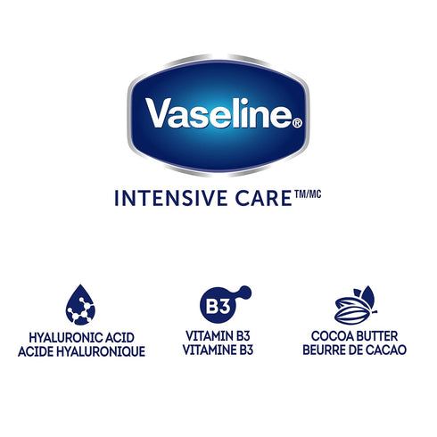 Vaseline Intensive Care Hand Crème Moisturizer for Dry Hands with Hyaluronic Acid, Vitamin B3, and Cocoa Butter 3.4 oz