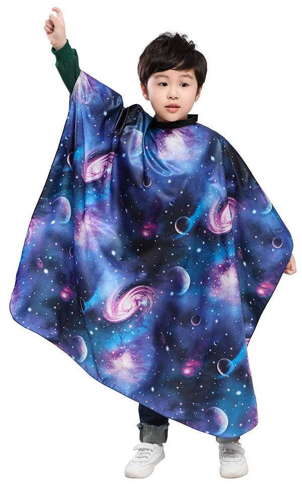 PERFEHAIR Kids Haircut Barber Cape Cover - Hair Cutting, Styling, and Shampoo with Space Starry Sky Printing