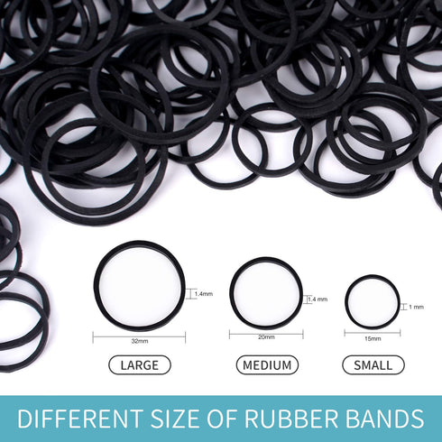 HOYOLS 600pcs Black Hair Rubber Bands, 3/4” Mini Elastics for Baby Toddler Girls, No Damage Hair Ties