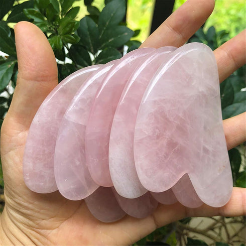 Natural Rose Quartz Gua Sha Massage Tool for Body Skin Facial, Crystal Scraping Board for SPA Therapy
