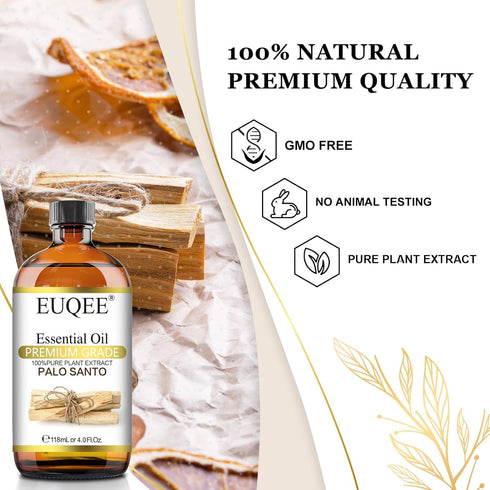 Palo Santo Essential Oil 118mL - Pure Premium Oil with Glass Dropper for Diffuser, Soap Candle Making