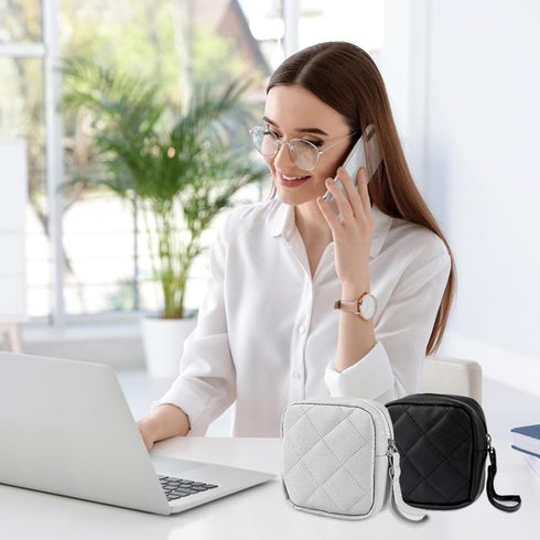 2 Pcs Period Bag, Sanitary Napkin Storage Pouch, Portable Menstrual Pad Tampon Organizer for Teen Girls Women (Black &