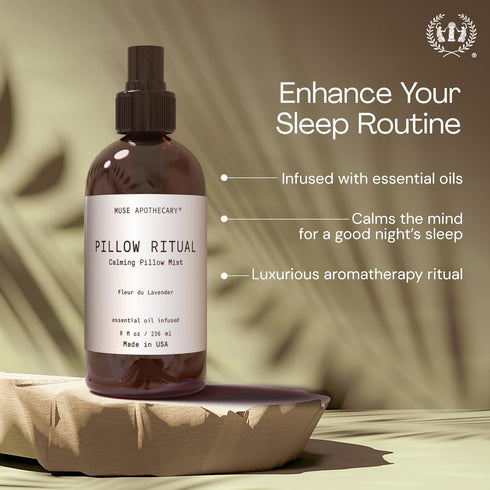 Muse Apothecary Pillow Ritual - Calming Aromatic Pillow Mist, Linen Spray with Natural Essential Oils - 4 oz, Fleur du
