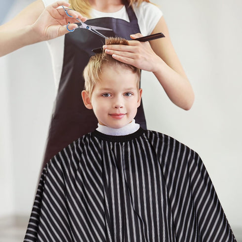Professional Hair Cutting Cape with Neck Duster Brush, Large Size Salon Cape for Men, Women, Kids (Black Stripes)