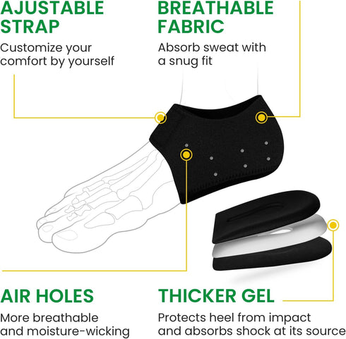 Bukihome Plantar Fasciitis Gel Heel Protectors - Heel Cups for Men and Women, Pain Relief Inserts for Achilles