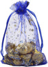 100Pcs 4x6 Inches Sheer Organza Drawstring Pouches with Stars and Moon for Wedding Party Favors