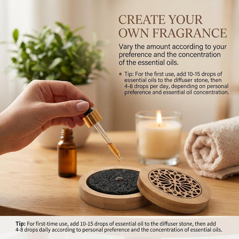 Xelsluthe Set Passive Essential Oil Diffuser Stone, Small Lava Rock Diffuser Aromatherapy Stone for Desk Office Home