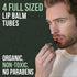 RUGGED & DAPPER Lip Balm for Men, Certified Organic, 4 Pack, Hydrating Mens Chapstick