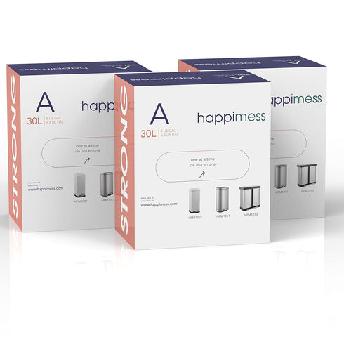 happimess HPM3000A-WHITE 7.9 Gallon Kitchen Drawstring Trash Bags, White, 60-Count, 3-Packs of 20 Liners