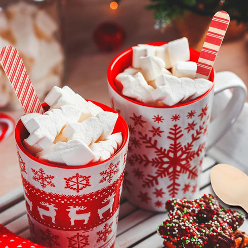 Uiifan 120 Pcs Christmas Disposable Wooden Spoons, 5.5 Inches Striped Candy Cane Patterns for Tasting