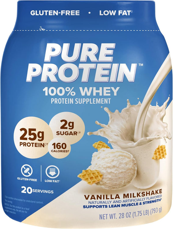 Whey Powder, High Protein, Low Sugar, Gluten Free, Vanilla Cream, 1.75 lbs