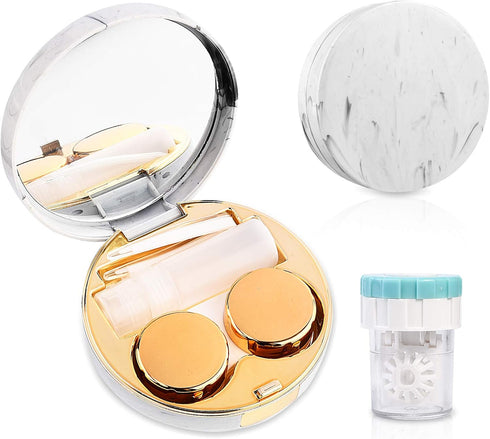 Contact Lens Travel Kit with Cleaner Washer, Portable Box with Mirror Tweezers Remover Tool for Daily Outdoor Use