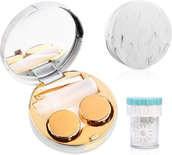 Contact Lens Travel Kit with Cleaner Washer, Portable Box with Mirror Tweezers Remover Tool for Daily Outdoor Use